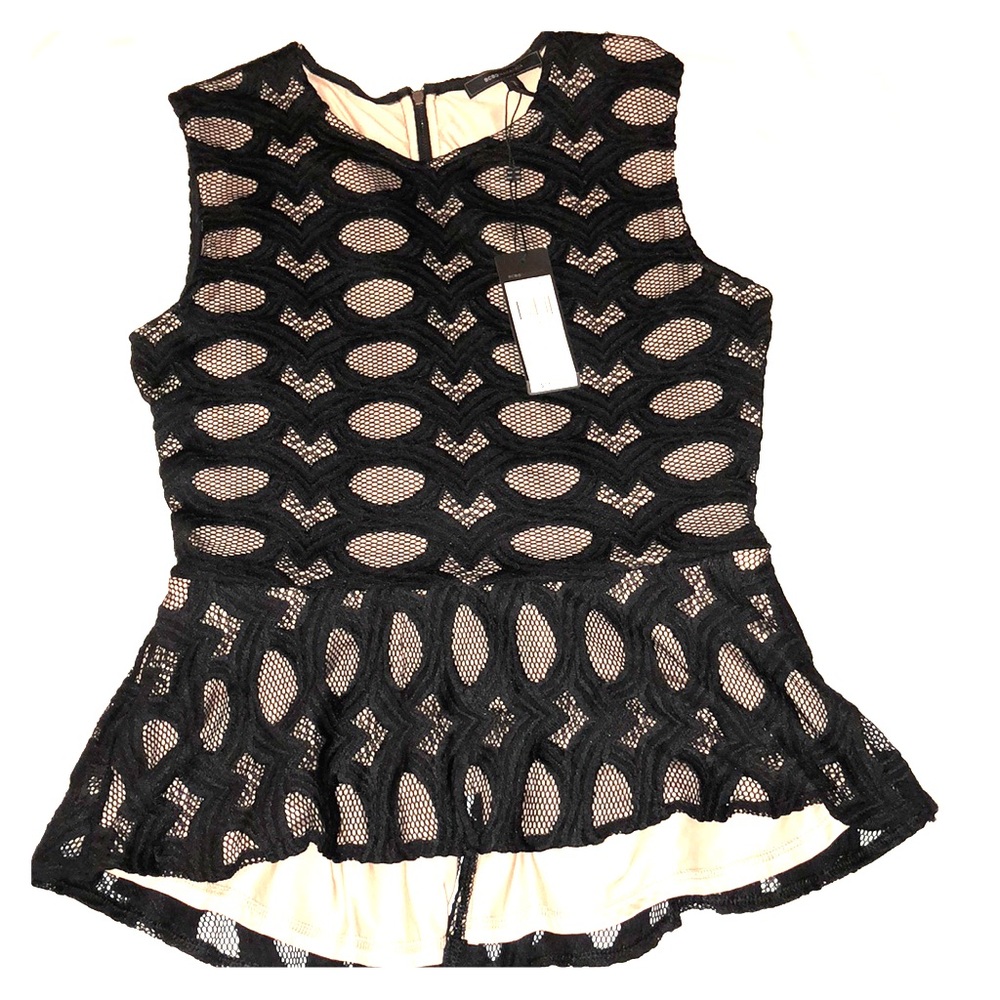 BCBG Maxazria black “Kimie” peplum top (NWT)